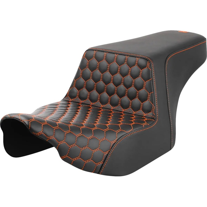 Saddlemen Honeycomb Front Step-Up Orange Stitching Seat Black / Orange
