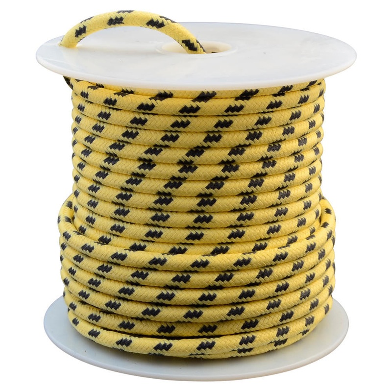 12 AWG Vintage Cloth Covered Automotive Electrical Wire – Yellow with 3 Black Tracers – 10 FT