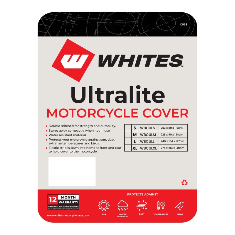 Whites Motorcycle Cover – Ultralite (XL / 275 x 104 x 140cm)
