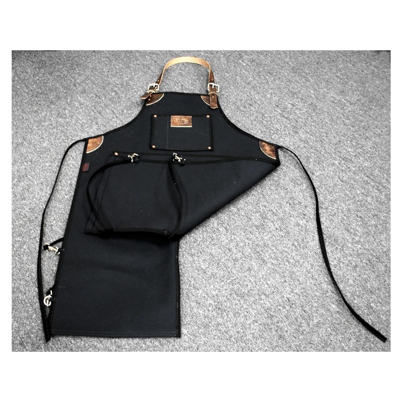 La Rosa Design Heavy Duty Bike Builder / Mechanic / Barber Canvas Apron Black Split Legs