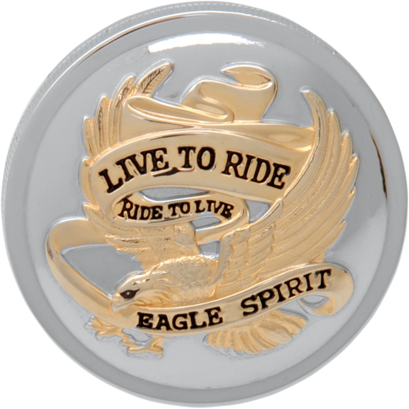 “Live to Ride” Gas Cap – Non-Vented – Chrome with Gold