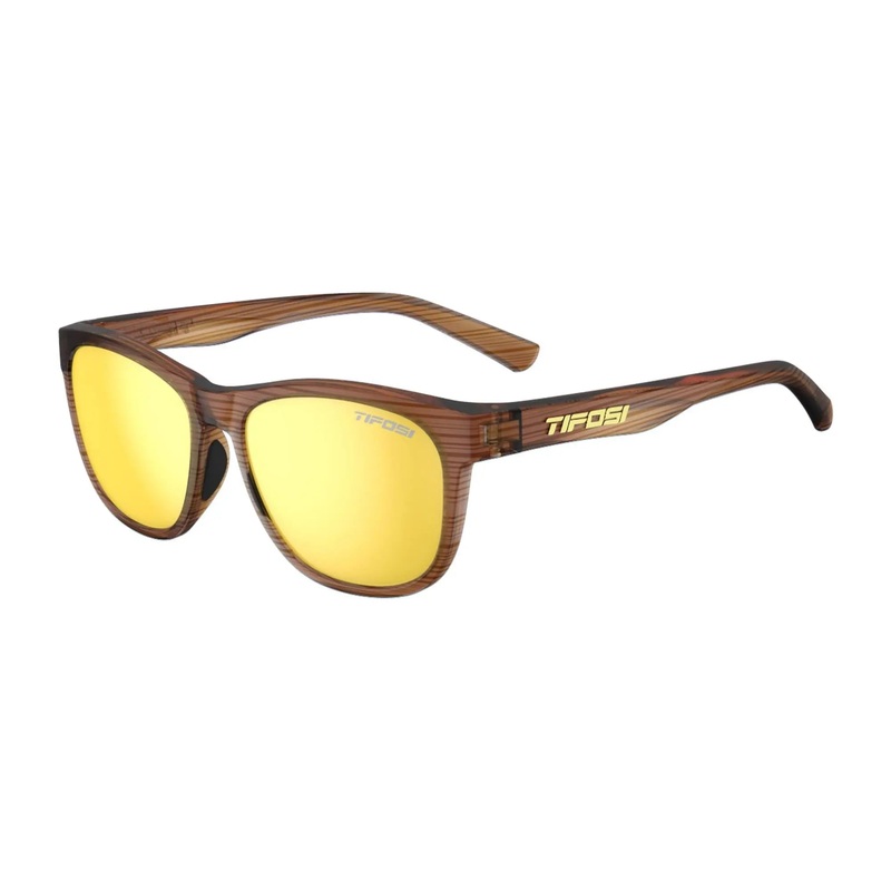 Tifosi Swank Single Lens Cycle Sunglasses Woodgrain / Smoke Yellow