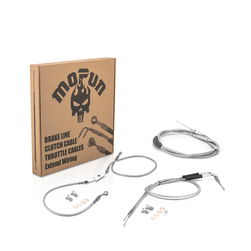 2014-2023 Harley Sportster w/ ABS Models Extended Length Upper ABS Upper Hydraulic Front Brake Line, Throttle and Idle Cable and Clutch Cable Kit (for 12″-14″ Handlebar w/ ABS)