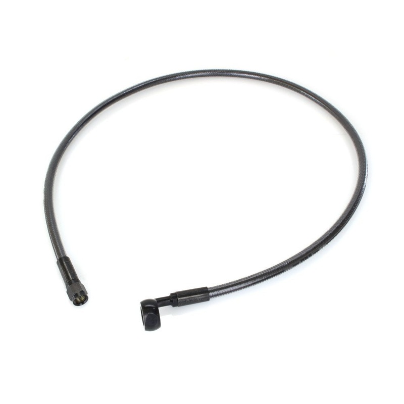 32in. Upper Front Brake Line: 12mm x 90 Degree Banjo – Black.