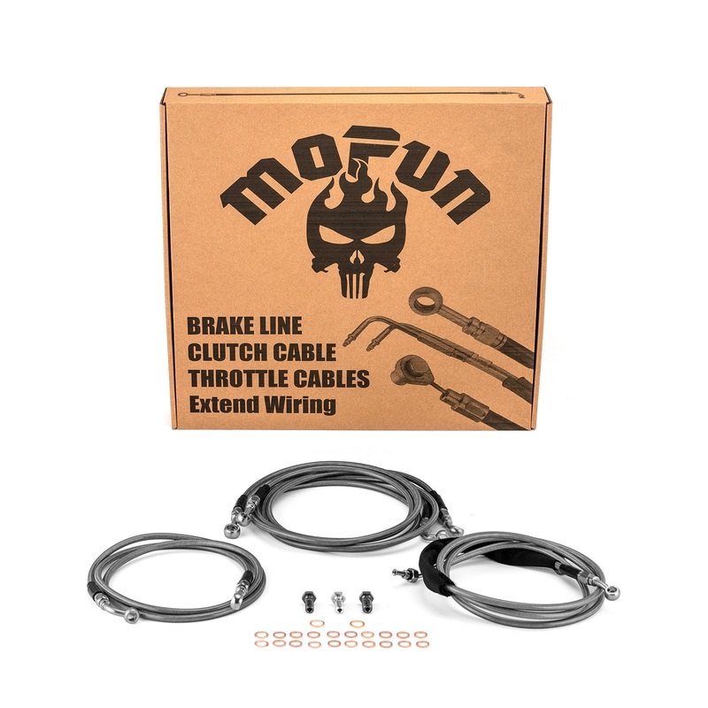 Extended Length ABS Hydraulic Front Brake Line & Hydraulic Clutch Line Kit for 2014-2016 Harley Touring Twin Cam Models w/ABS on 16″-18″ Handlebar (ABS)