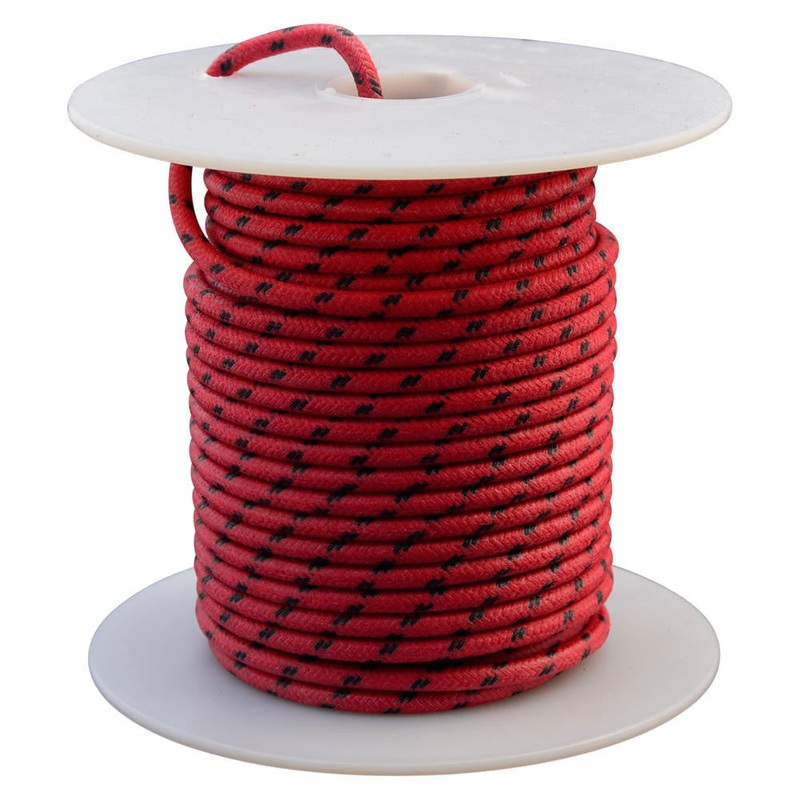 16 AWG Vintage Cloth Covered Automotive Electrical Wire – Red with 2 Black Tracers – 10 FT