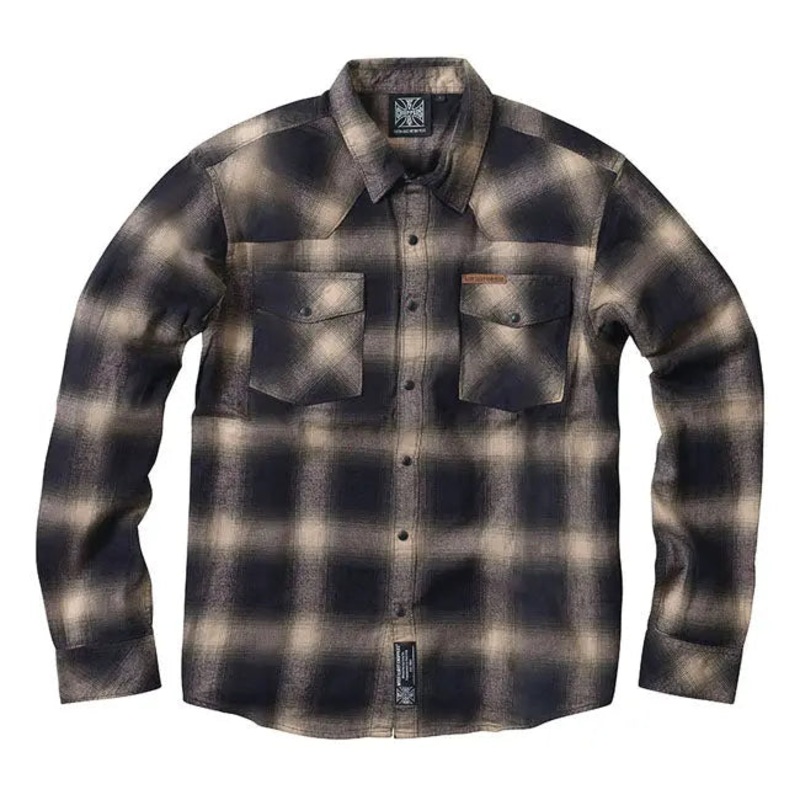 West Coast Choppers Outlaw Flannel Shirt Olive / Beige