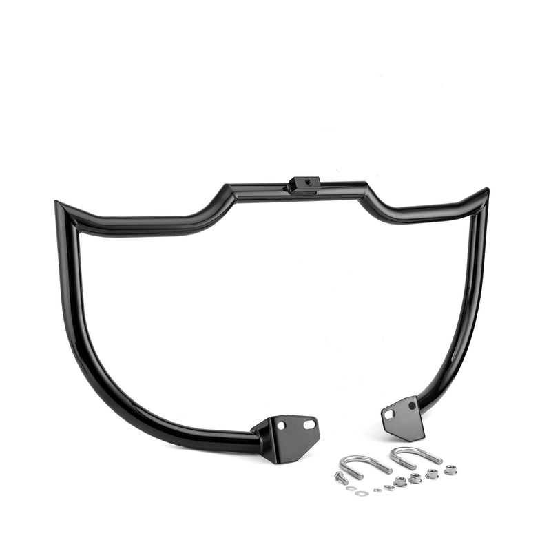 2006-2017 Harley Dyna Low Rider/Street Bob/Wide Glide Black Highway Bar Front Engine Guard Crash Bar, Flat-Sharp Angle