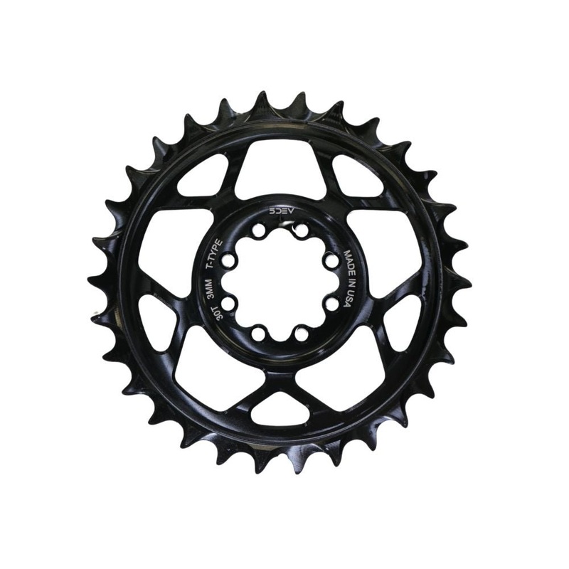 5DEV Chainring – T-Type SRAM 8-Bolt Chainring – 3mm Offset – 34T – Black