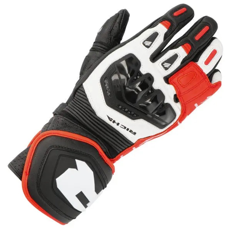 Richa Stradale Long Leather Gloves Black / White / Red