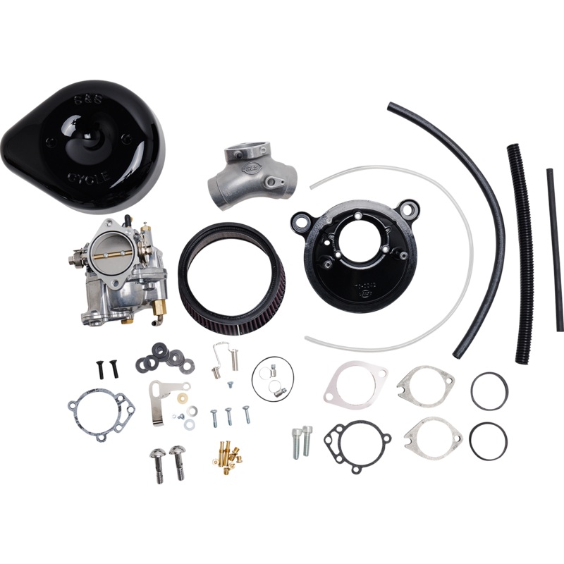S&S Super E Carburetor Kit with Stealth Air Cleaner Kit – Gloss Black – 84-99 Evolution Big Twin