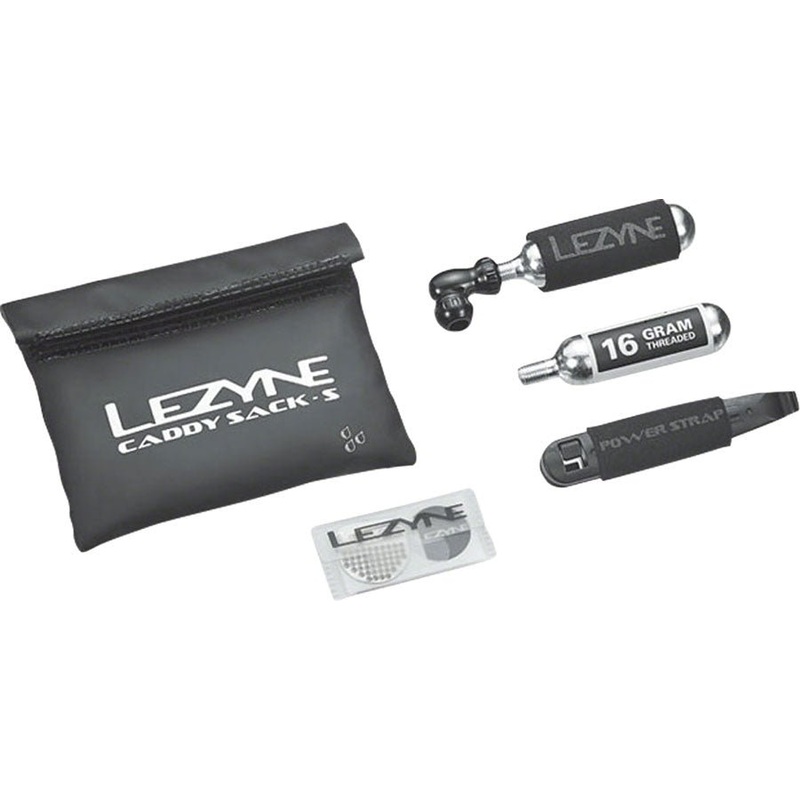 Lezyne Caddy Sack Pouch with C02 Tire Repair Caddy Kit: Black