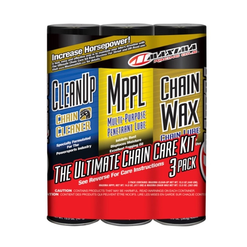 Maxima Chain Wax/Care Kit – 3 pack Aerosol