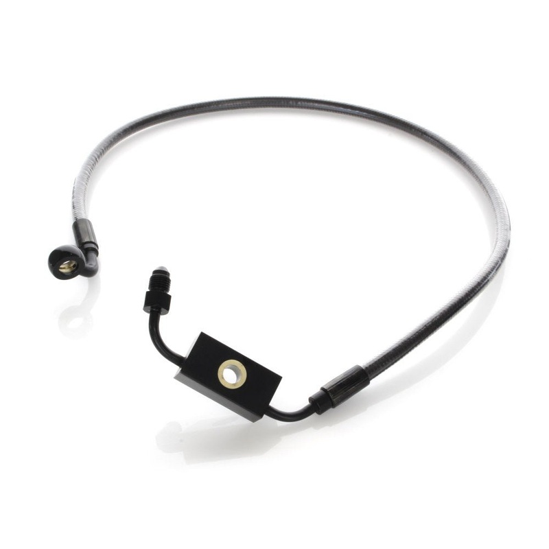 +4in. Lower Front Brake Line -Black. Fits Dyna ABS, Single Front Disc.
