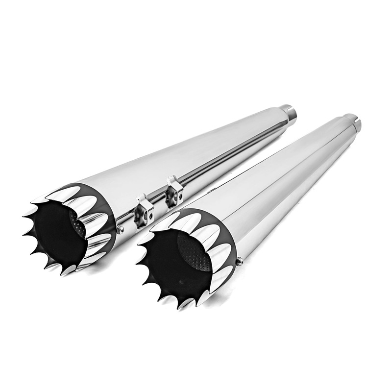 1995-2016 Harley Touring Chrome 4.4″ Megaphone Style Slip-On Mufflers Exhaust, Exhaust Pipes