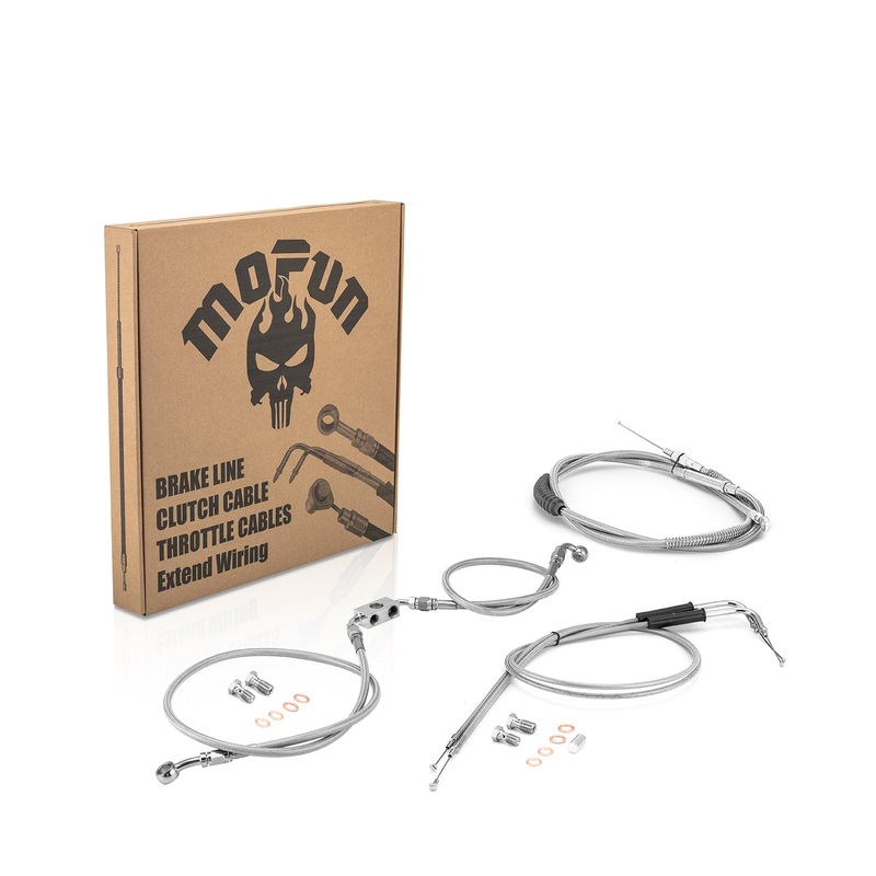 2012-2017 Harley Dyna w/ ABS Extended Length Upper ABS Upper Hydraulic Front Brake Line, Throttle and Idle Cable and Clutch Cable Kit (for 14″-16″ Handlebar w/ ABS)
