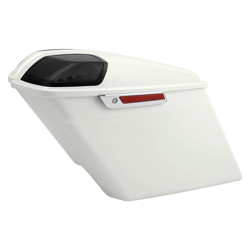 HR3 Bonneville salt pearl 5″ Stretched Extended Saddlebags with speaker lids For Harley Touring 2014-2023