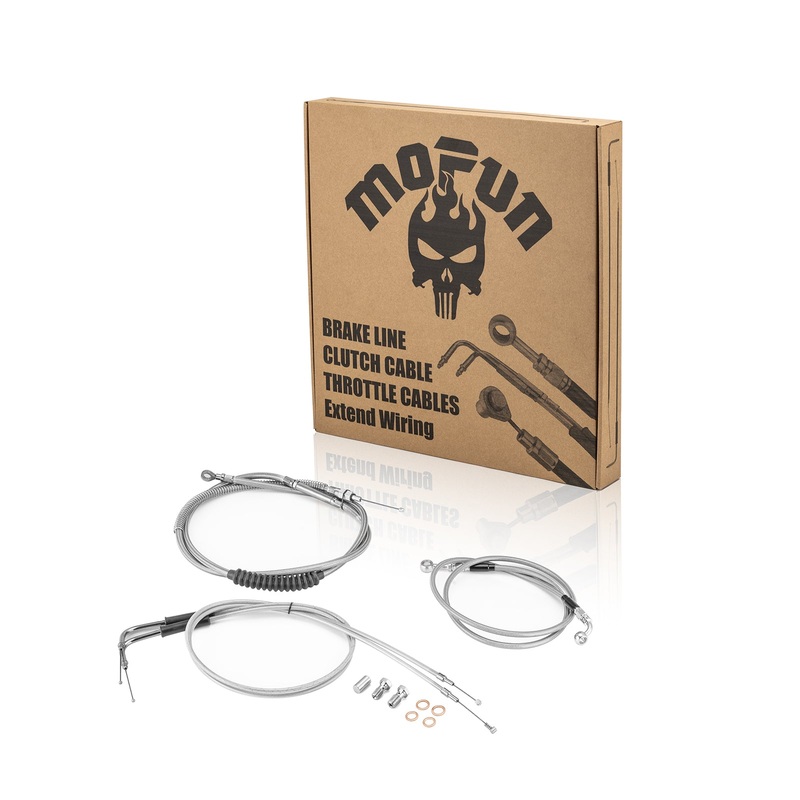 Extended Length Non-ABS Hydraulic Front Brake Line, Clutch Cable, Throttle and Idle Cable Kit for 1993-2005 Harley Dyna Wide Glide On 12″-14″ Handlebar