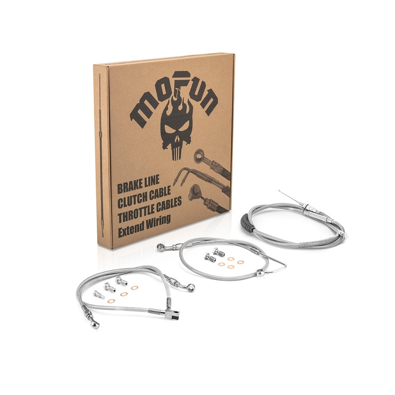 Extended Length ABS Upper and Lower Hydraulic Front Brake Line, Clutch Cable Kit for 2015-2017 Harley Softail w/ABS Models (for 12″-14″ Handlebar)