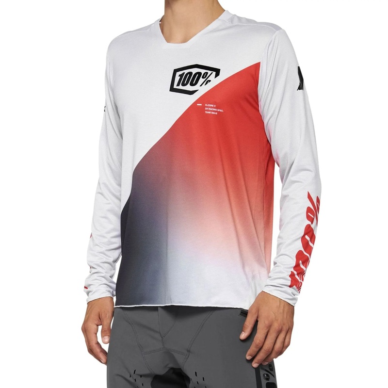 100% R-Core X Long Sleeves Jersey Grey / Racer Red