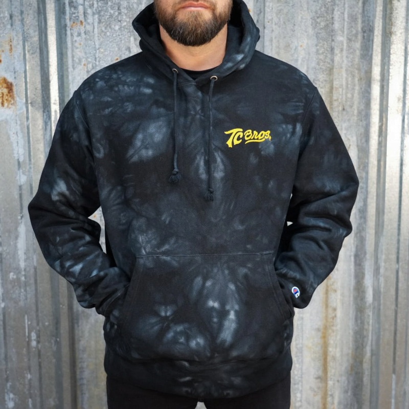 TC Bros./Champion Script Tie-Dye Hoodie – Black