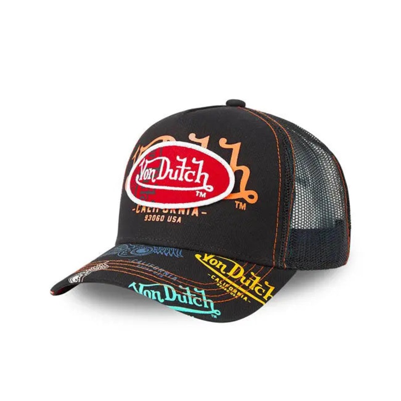 Von Dutch Logo Everywhere Cap Black / Multicolour