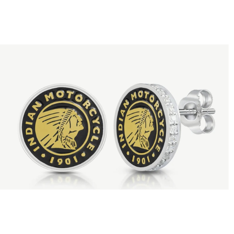 Roundel Headdress Gold & Bling Post Earrings