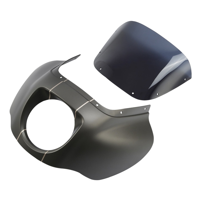 HR3 Industrial Gray Headlight Fairing & Windshield Fit For Harley Softail FXBB FXLR 2018-2025