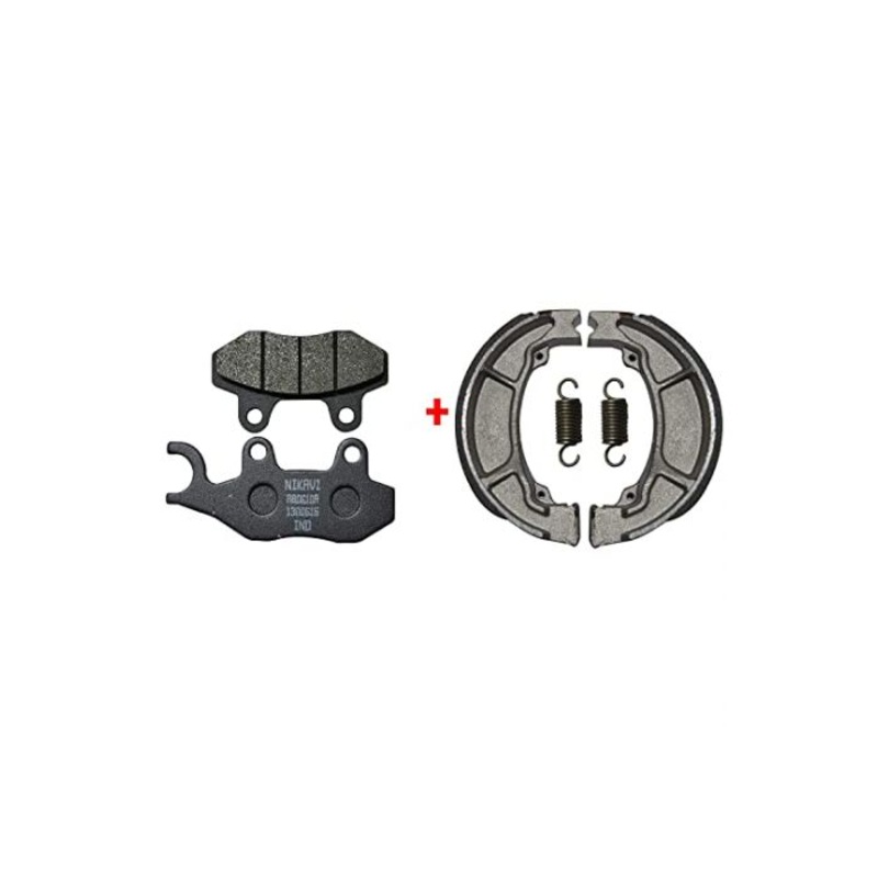 NIKAVI Motorcycle Front & Rear (Combo) Brake Pad + Brake Shoe Set Compatible for Hero CBZ (DP3+BSS01)