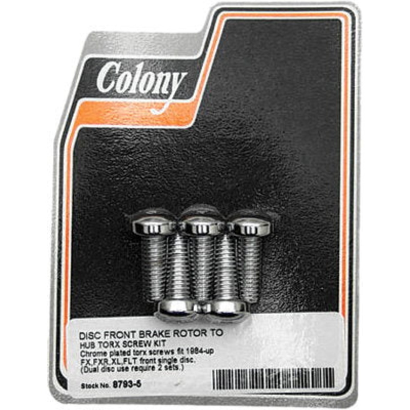 Colony #8793-5 Disc Front Brake Rotor to Hub Torx Screw Chrome 84-up FX FXR XL FLT