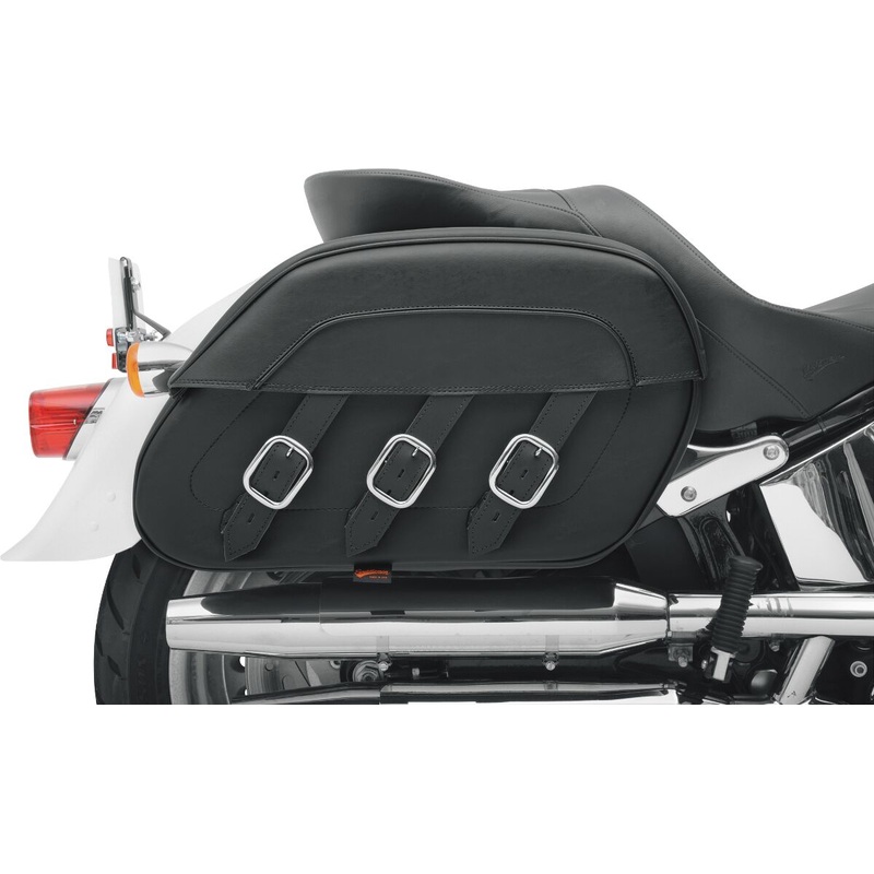 Saddlemen S4 Drifter Rigid-Mount Quick-Detach Slant Saddlebags Black For Harley Davidson FLST 1340 1987-1990