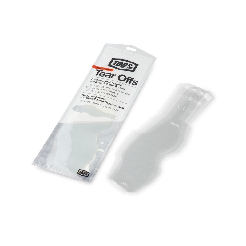 100% Racecraft 2 / Accuri 2 / Strata 2 Standard Tear-Off’s – Pack Of 20