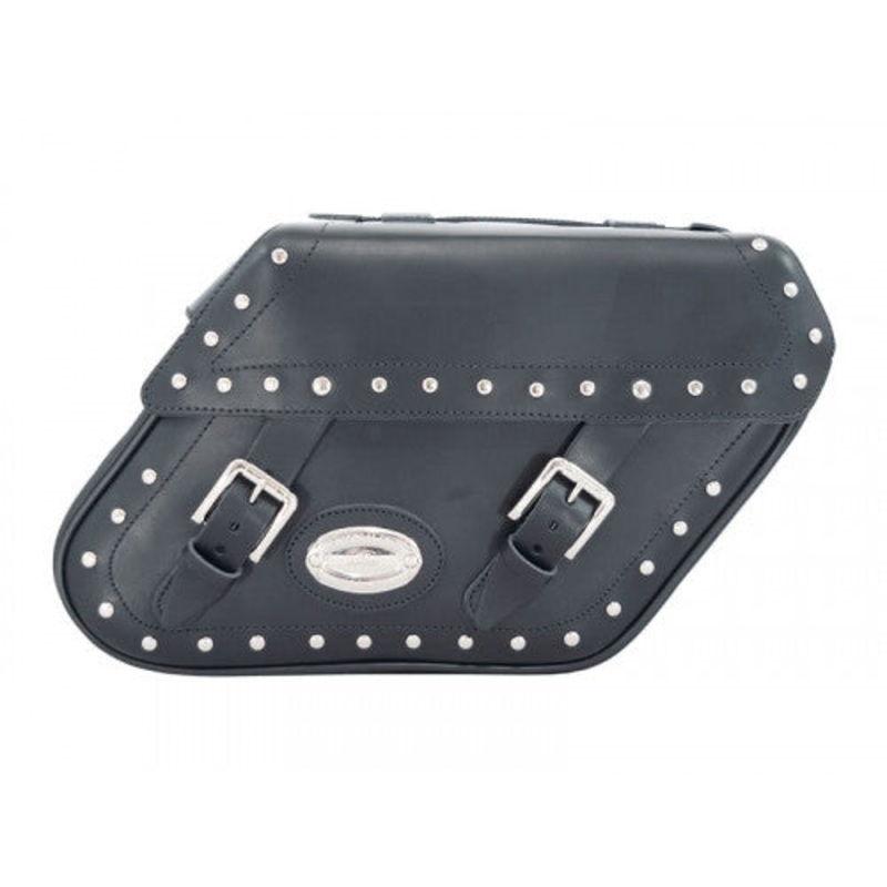 Longride Studded Leather Saddlebags Black – 27 Liters
