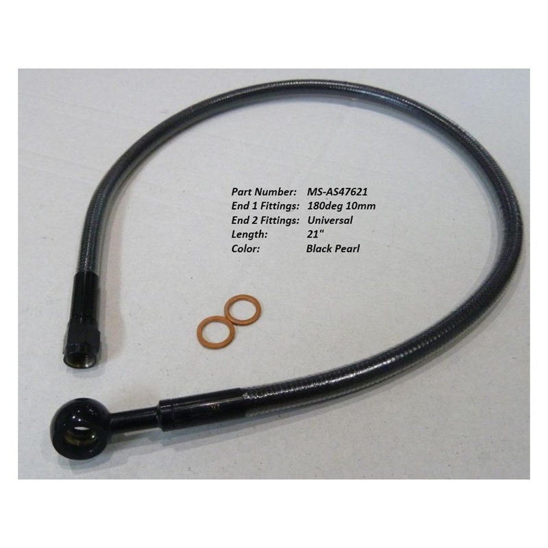 21in. Upper Front Brake Line with 10mm x 180 Degree Banjo – Black Pearl.