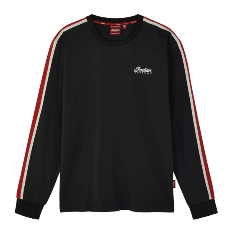 Men’s Striped Sleeves Headdress Long Sleeve T-Shirt, Black