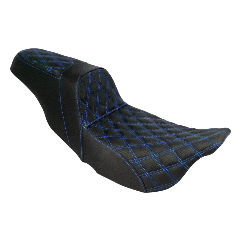 Rider Passenger Step Up Seat for Harley Touring ’08-’23 Blue Stitching | Mactions