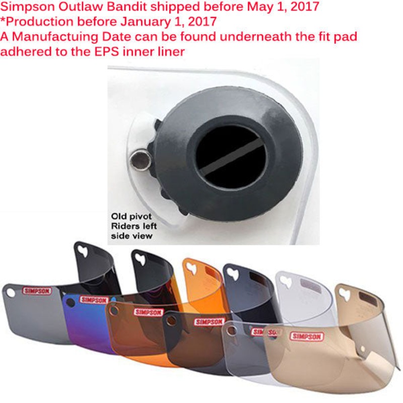 Simpson – Outlaw Bandit Helmet Shields Gen 1