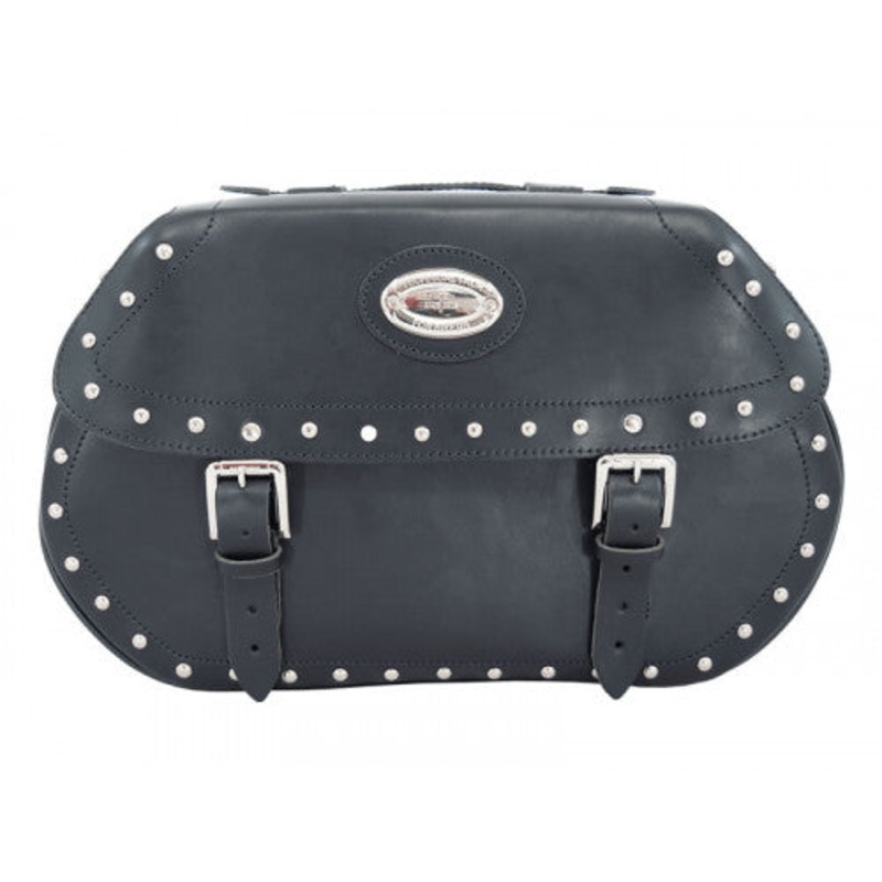Longride Studded Leather Saddlebags Black – 38 Liters