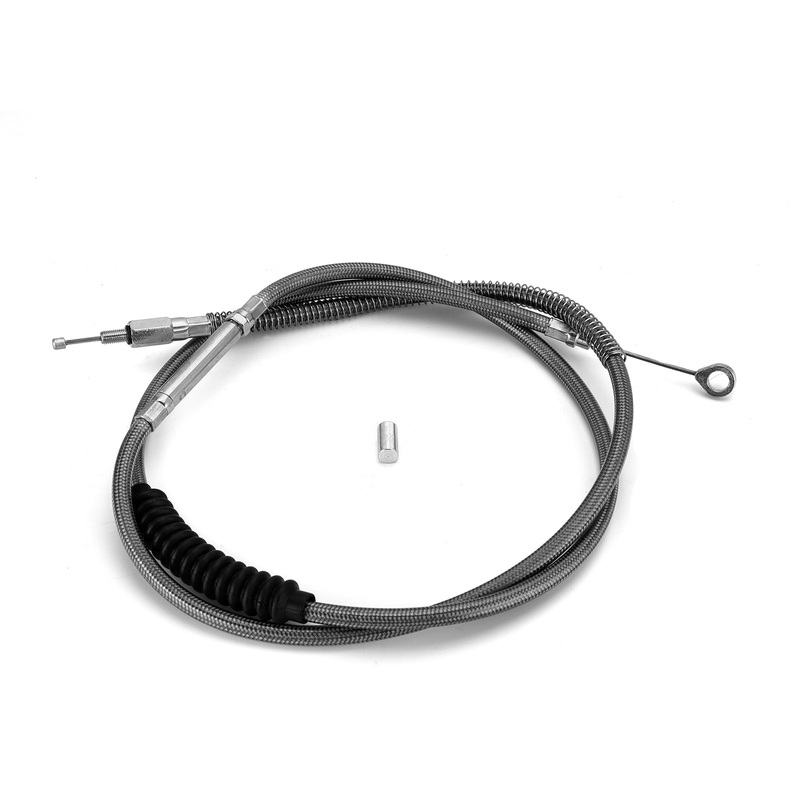 68 11/16″ Extended Length Black Stainless Steel Clutch Cable for Harley Touring Dyna Softail