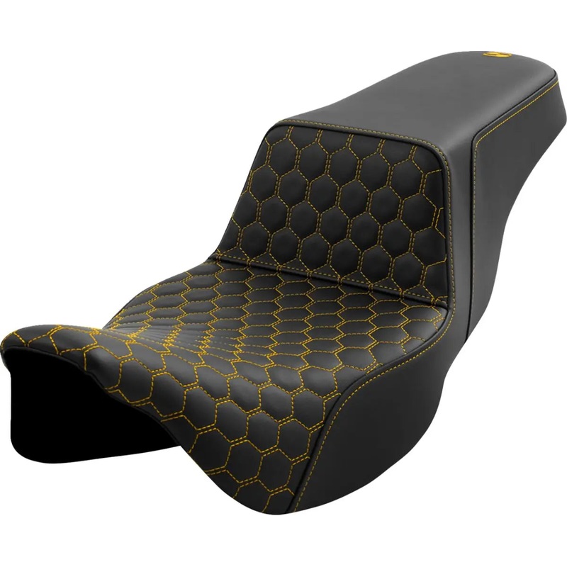 Saddlemen Honeycomb Step-Up Gold Stitching Exteded Reach Seat Black / Gold