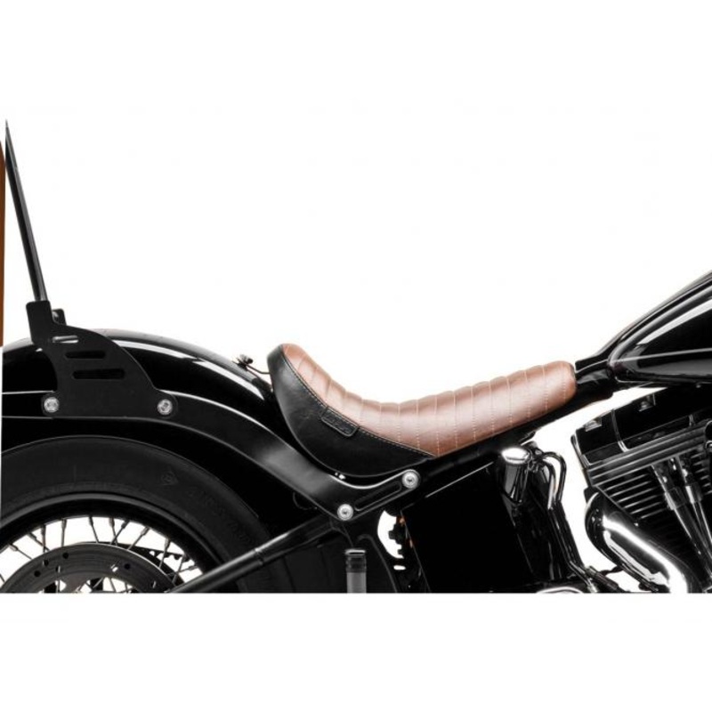 Bare Bones Pleated Stitch Solo Seat Black Brown Vinyl