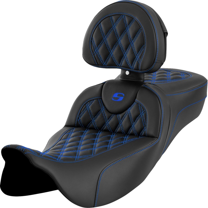 Roadsofa LS Extended Reach With Driver’s Backrest Seat, Blue Stitch – 08-23 Touring