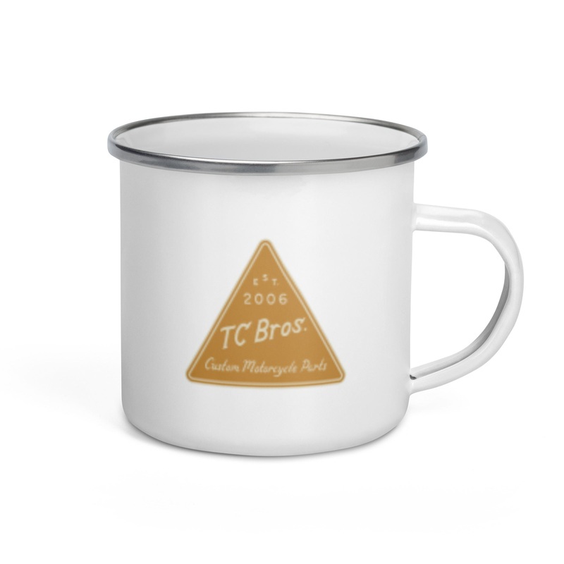 TC Bros. Metal Camp Mug – White Enamel Coated – 12oz
