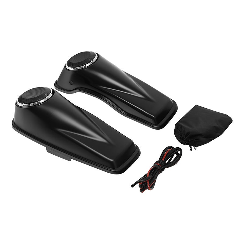 HR3 Black Denim 6.5″ Saddlebag Speaker Lids For Harley Touring Street Glide Road King 2014-2023
