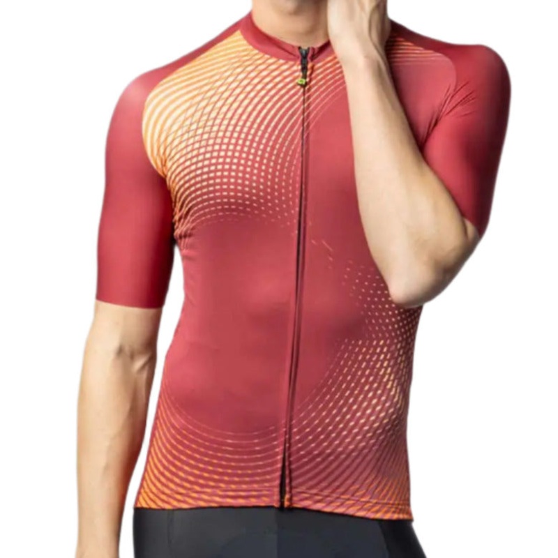 Ale Clothing Optical Pragma Short Sleeves Cycle Jersey Burgundy