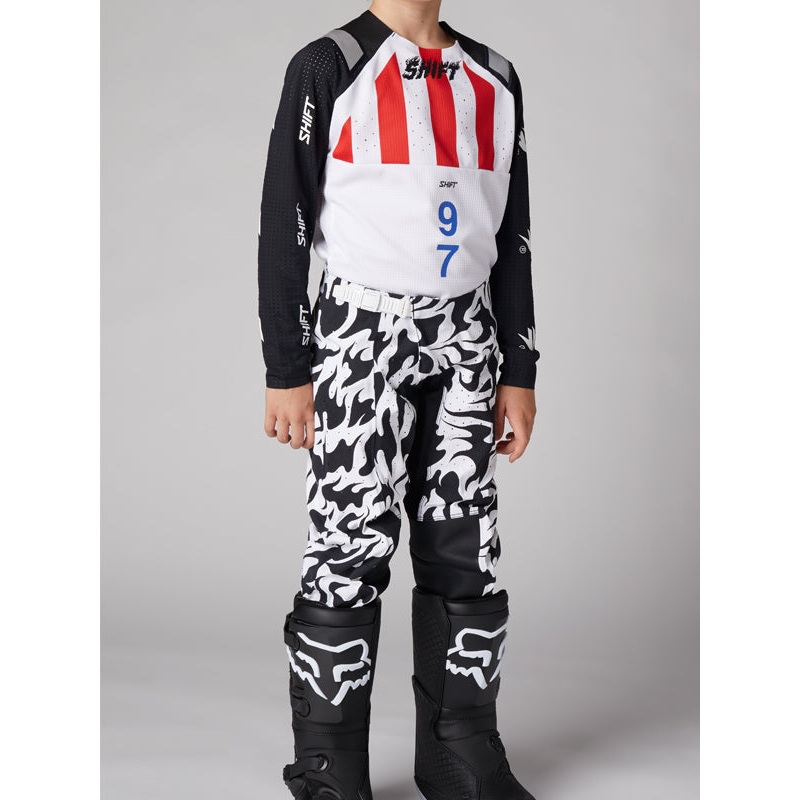 Shift MX – Blue Label Flame Jersey, Pant Combo (Youth)