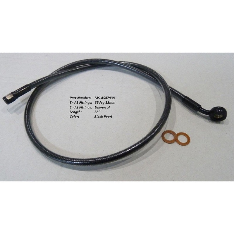38in. Upper Front Brake Line with 7/16in. x 35 Degree Banjo – Black Pearl.