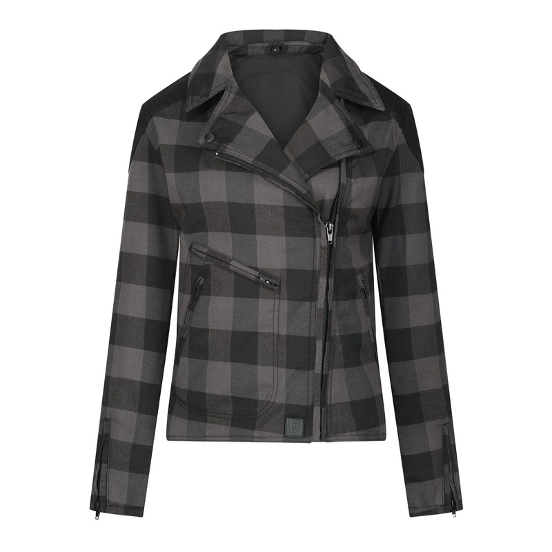 MotoGirl Jessie Flannel Ladies Textile Jacket Grey