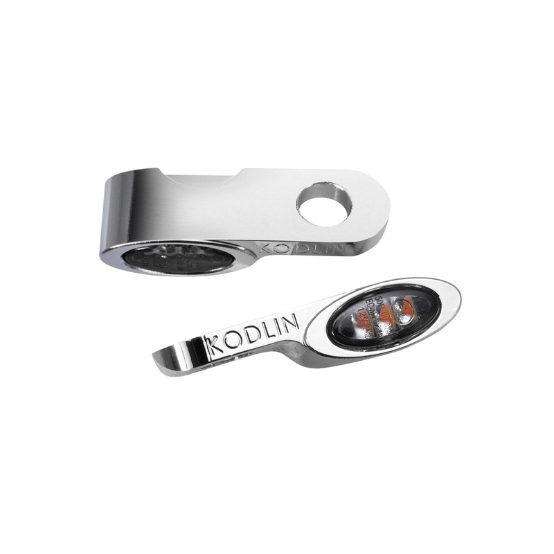 Kodlin Elypse Under Perch DRL Turn Signals – Chrome. Fits with Cable Clutch.