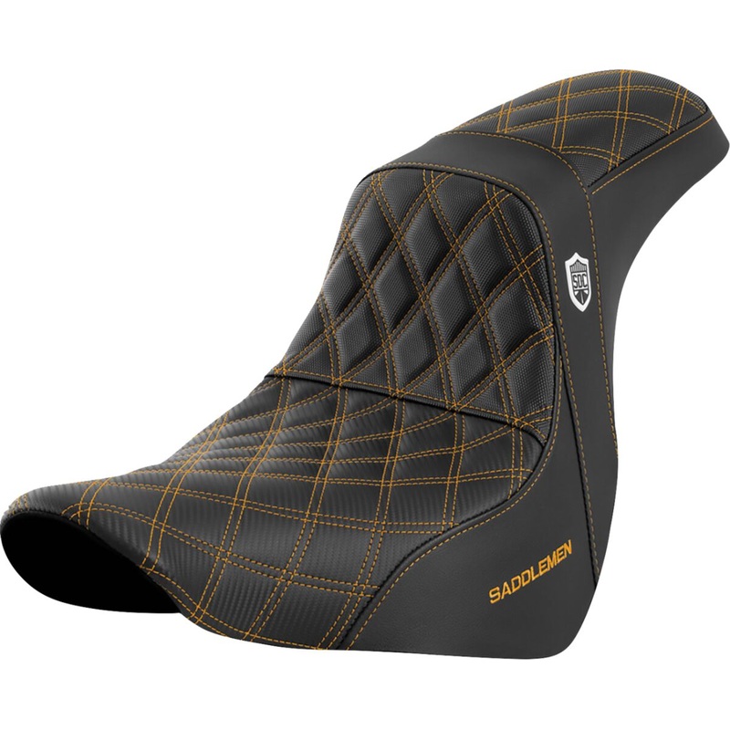 SDC Pro Series Performance Gripper Seat, Gold Stitch – 18+ Softail